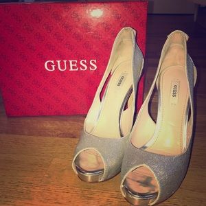 Silver sparkly Guess heels